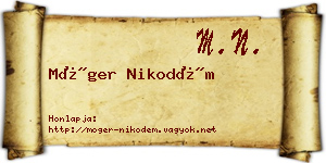 Móger Nikodém névjegykártya